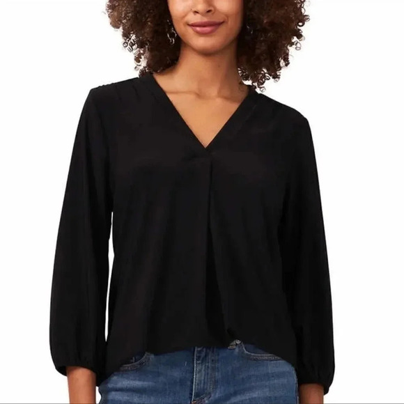 Two by Vince Camuto Ladies' V-Neck Top Small Black - Picture 1 of 8